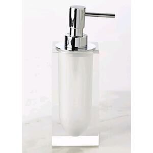 Jonathan Adler Hollywood Soap Dispenser Clear Acrylic Chrome Pump Cube